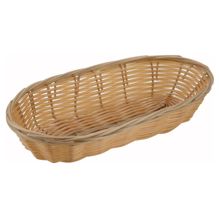 Tan Poly Woven Baskets - / Long Oval