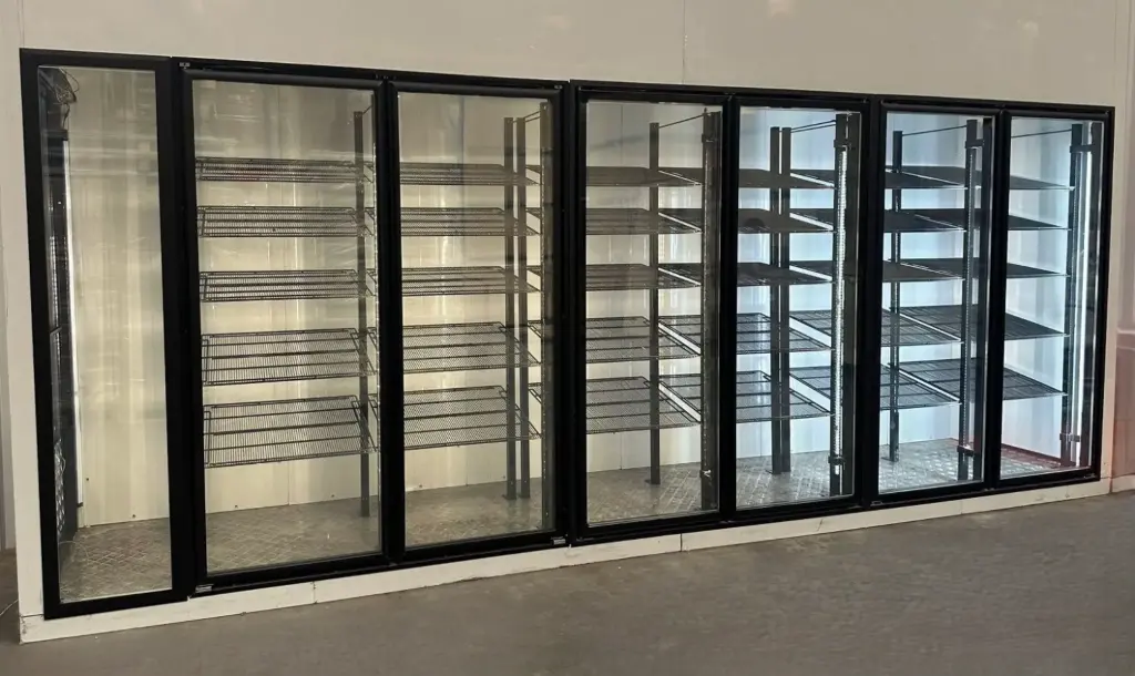 Walk-in Freezer Glass Door and Frame Work 30" x 79" / 4 Doors