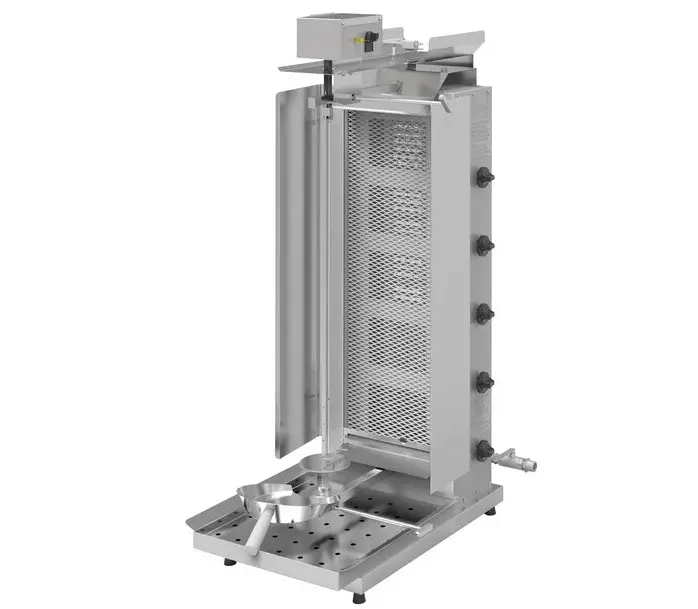 Inoksan PDG105MN Natural Gas / Field Convertible Gyro Machine / 5 Double Vertical Broiler with Mesh Shield - 212 lb. Capacity 