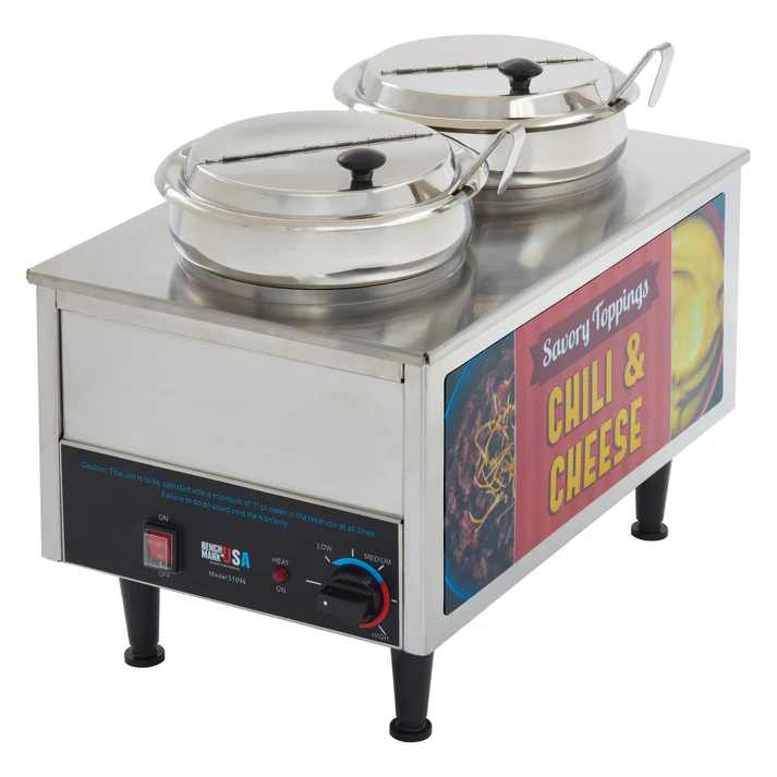 BenchmarkUSA "Chili & Cheese" Food Warmer - 2 Ladles, 2 Lids