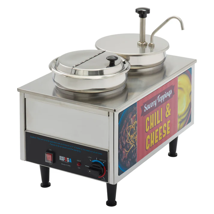 BenchmarkUSA "Chili & Cheese" Warmer - 1 Pump, 1 Ladle, 1 Lid