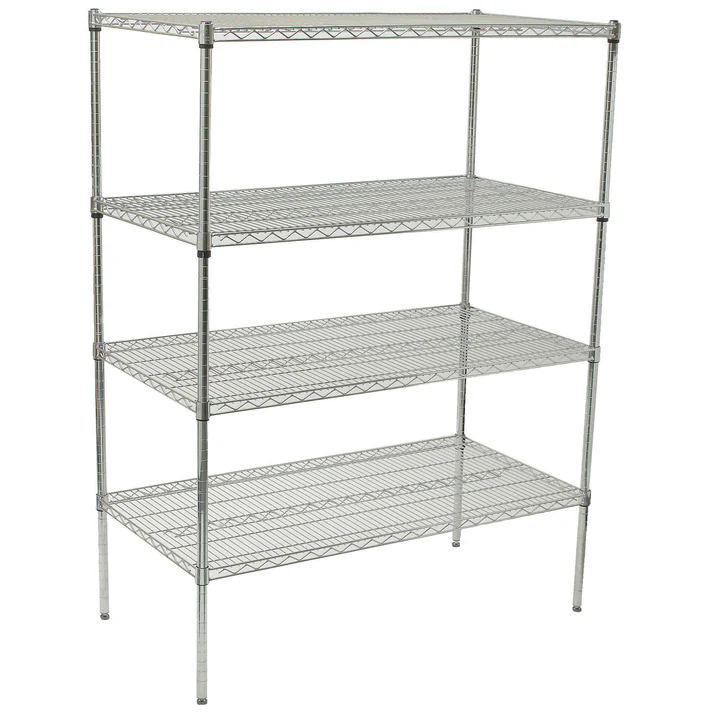 - 4-Tier Wire Shelving Set, Chrome-Plated - 24" x 36"