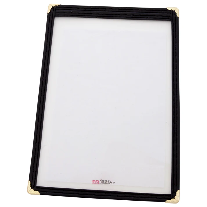 Single Pocket Menu Cover - Black, 6-3/8 x 9-3/8