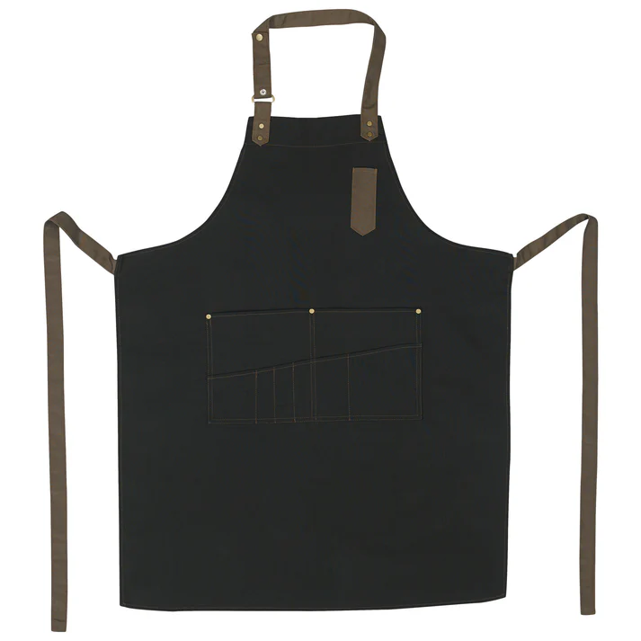 Mid-Weight Bib Apron with 8 Waist Pockets - Black