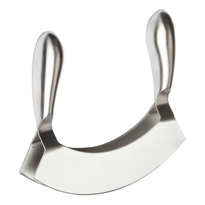 Double Blade Mezzaluna Knife, Stainless Steel