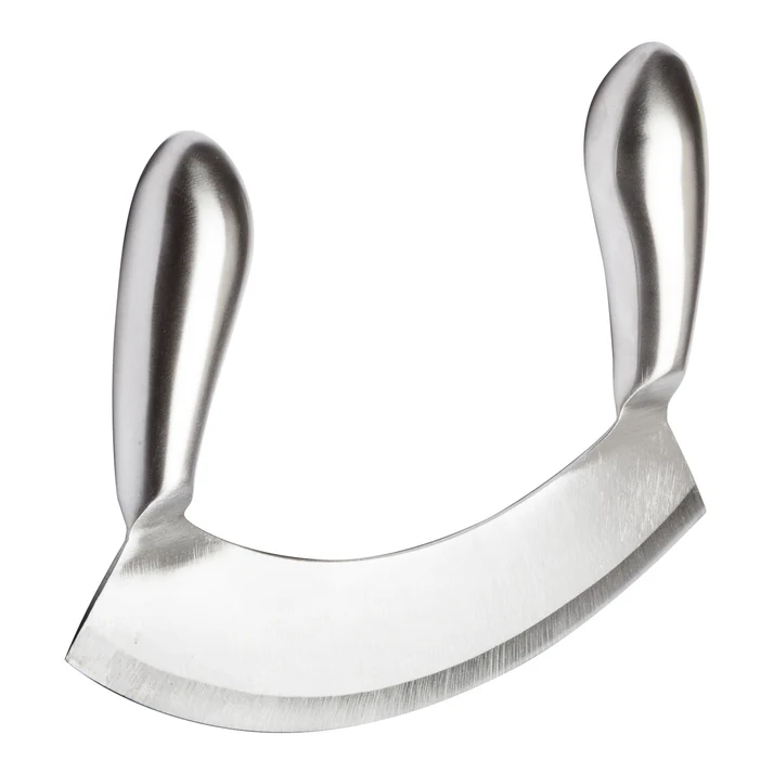 Single Blade Mezzaluna Knife, Stainless Steel