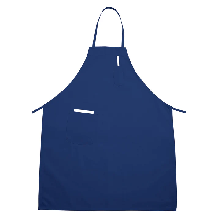Full-Length Bib Apron with Pockets - Blue
