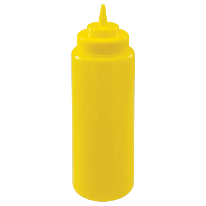 32oz Squeeze Bottles, Wide Mouth, 6pcs/pk / Yellow