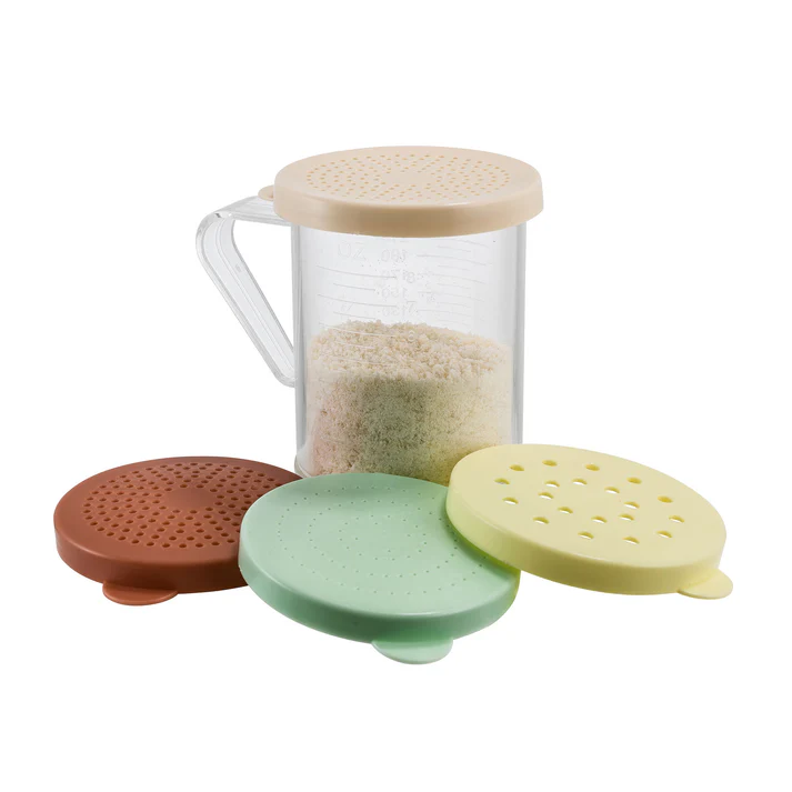 10 oz Dredge Set with 4 Colored Snap-On Lids / 4 Colored Lids