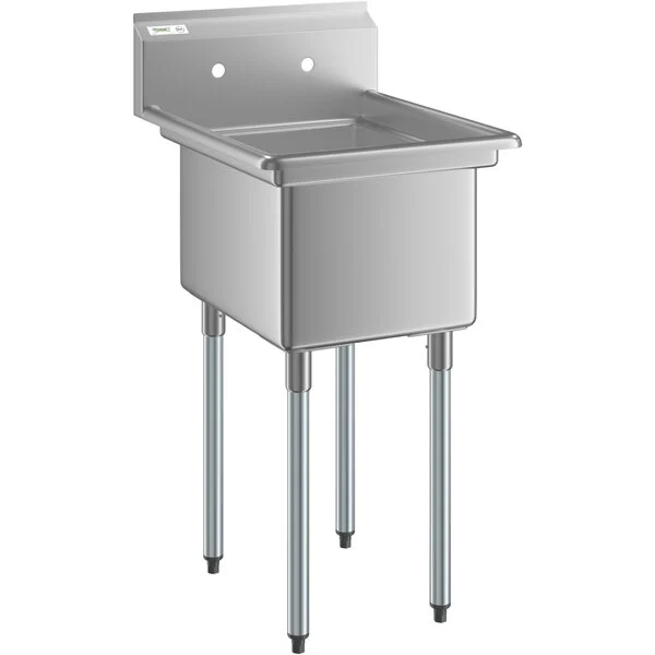 18GA.304S/S Sink, Galvanized Leg and Socket, Plastic Bullet Feet    / 18" x 18" x 12" / 1