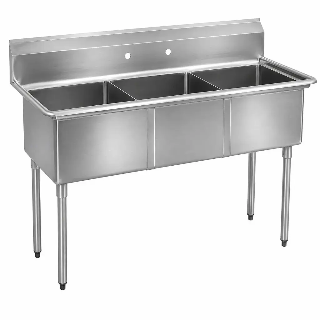 18GA.304S/S Sink, Galvanized Leg and Socket, Plastic Bullet Feet    / 18" x 18" x 12" / 3