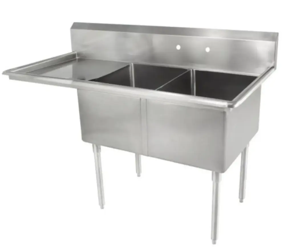 L&J LJ1824-2L 63" 2 Compartment Sink / Left Drainboard