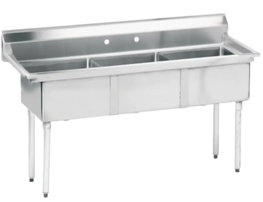 L&J LJ2424-3 77" 3 Compartment Sink / No Drainboard
