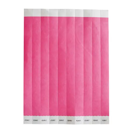 [WB-100PI-S] Bar Maid Waterproof Tear-Free Wristbands - Pink Solid (500 Pieces/Pack)
