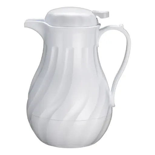 [VSW-42W] Swirl Pattern Push Button Insulated Beverage Server - White, 42 oz