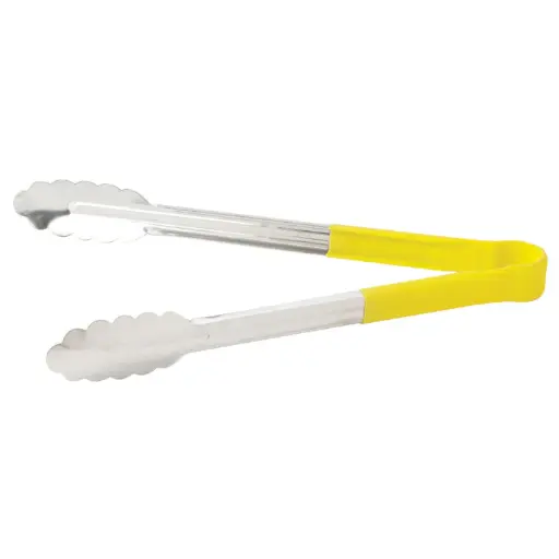 [UTPH-12Y] Heat Resistant Heavy-Duty Utility Tongs with Polypropylene Handle - 12", Yellow