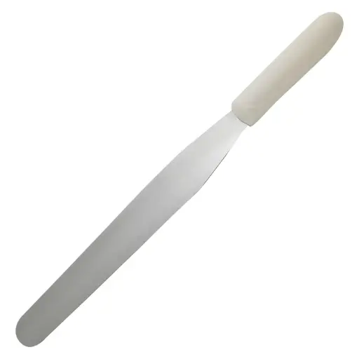 [TWPS-4]  Bakery Spatula, White Polypropylene Handle - 4" x 3/4"