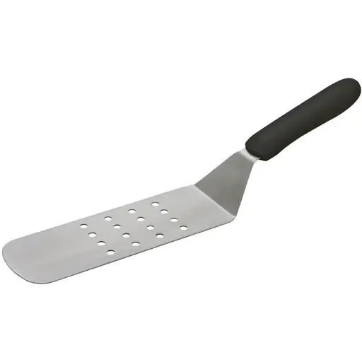 [TKP-91] Perforated Flexible Turner with Offset, Black Polypropylene Handle, 8-1/4" x 2-7/8" Blade