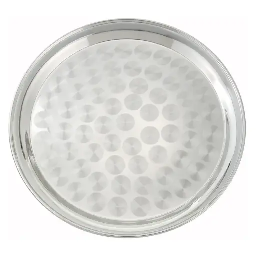 [STRS-16] Stainless Steel Round Serving Tray with Swirl Pattern - 16"