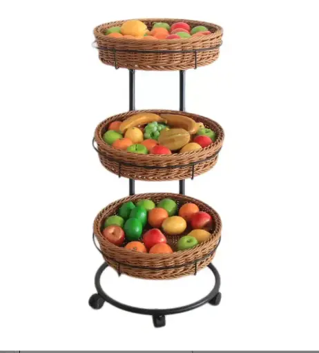 [FV3] Vegetable & Fruit Basket Stand Round - 3 Baskets  