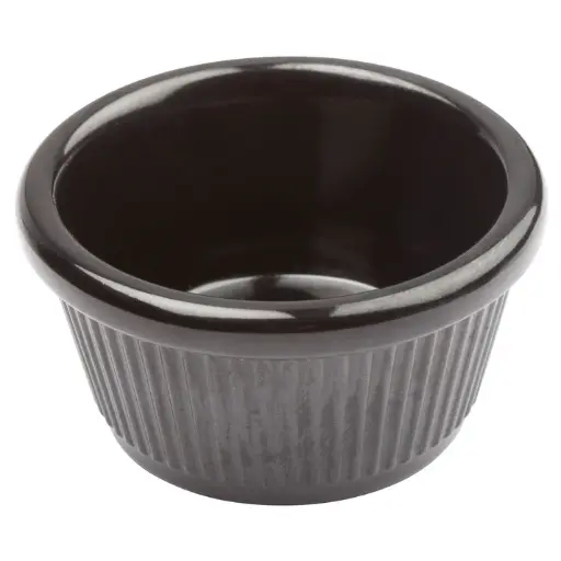 [RFM-1K] Melamine Ramekin, Fluted - Black, 1-1/2 oz