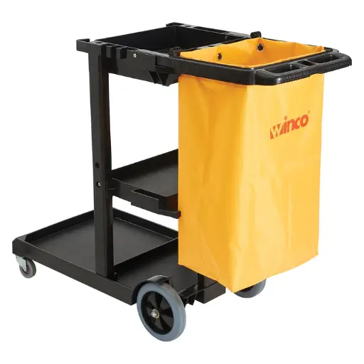 [PJC-4538] Janitorial Cart with 3 Shelves and Removable Bag