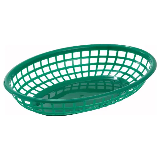 [PFB-10G]  Oval Fast Food Basket, 9-1/2" x 5" x 2" - Green