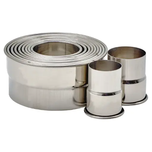 [CST-2] Round Cookie Cutter Set, 11 Piece, Stainless Steel - Plain, 2"