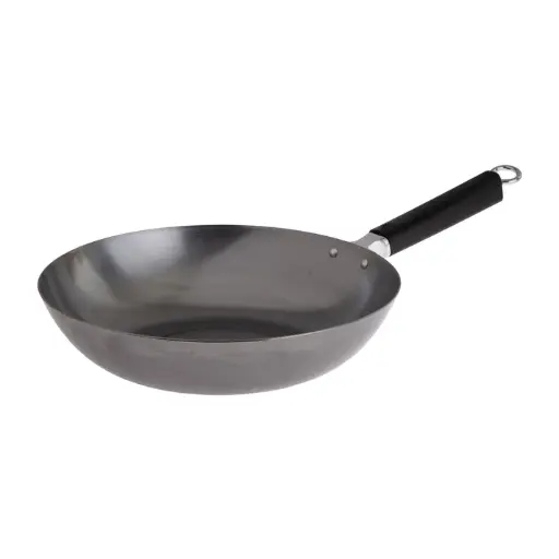 [J22-0050] Joyce Chen Uncoated Carbon Steel Stir Fry Pan with Phenolic Handle, 12"
