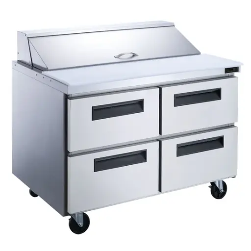 [DSP48-18M-D4] 4-Drawer Megatop Commercial Food Prep Table Refrigerator in Stainless Steel