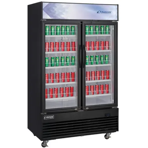 Commercial Glass Swing 2-Door Merchandiser Refrigerator in Black