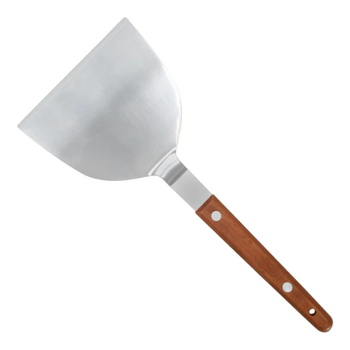 [TN43] Teppanyaki Turner, Offset, Wooden Handle, 4"x 3-1/2" Blade