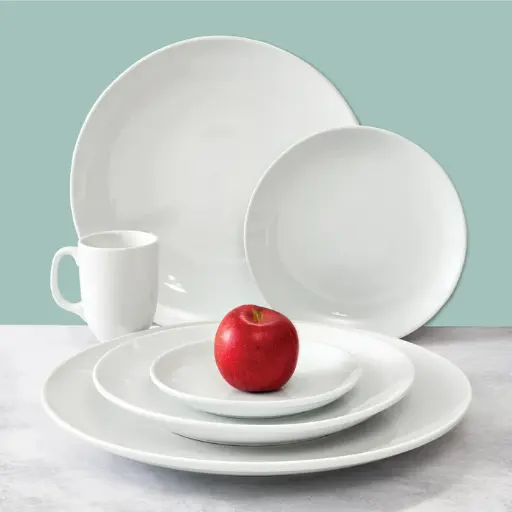 [OKP-12]  Brechia Coupe Plate, White Porcelain, 6 Pieces/Case / 12"