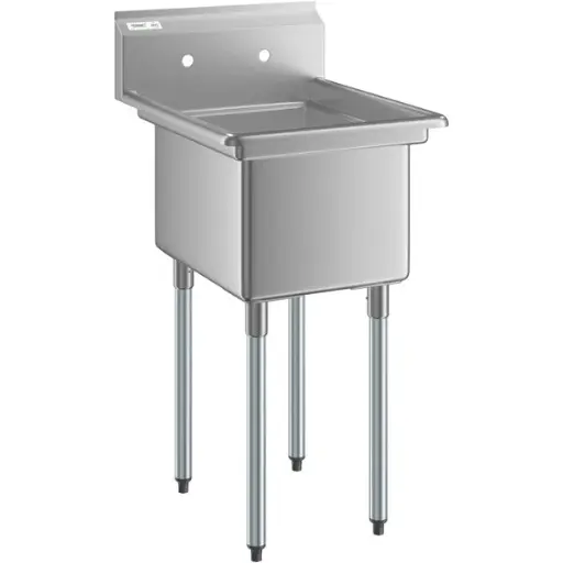 18GA.304S/S Sink, Galvanized Leg and Socket, Plastic Bullet Feet    / 16" x 20" x 12" / 1