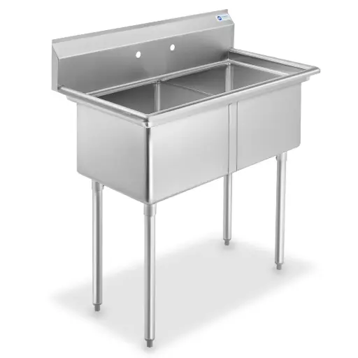[2CS-162012] 18GA.304S/S Sink, Galvanized Leg and Socket, Plastic Bullet Feet    / 16" x 20" x 12" / 2
