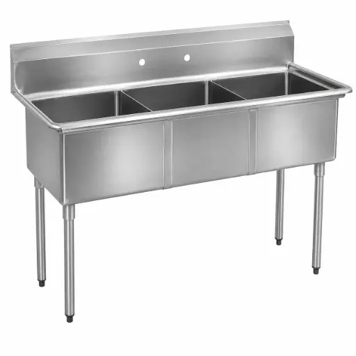 18GA.304S/S Sink, Galvanized Leg and Socket, Plastic Bullet Feet    / 10" x 14" x 10" / 3