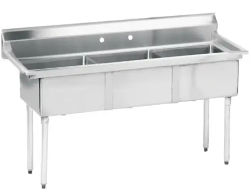 [LJ1818-3-SV1] L&J LJ1818-3 59" 3 Compartment Sink / No Drainboard