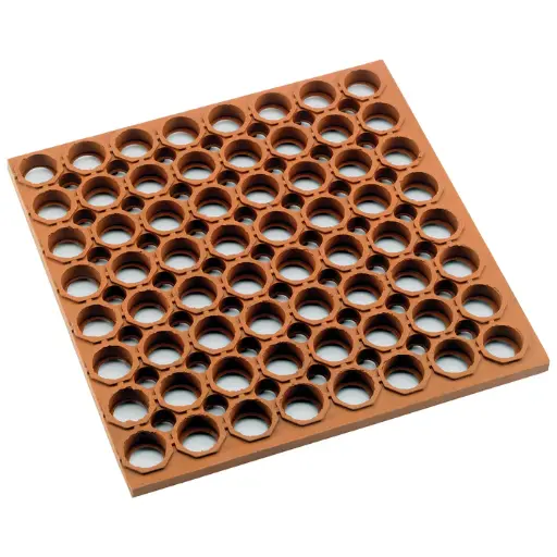 [RBMH-35R-R-SV1] Rubber Floor Mat,  Straight Edge - Black, Rolled / Red