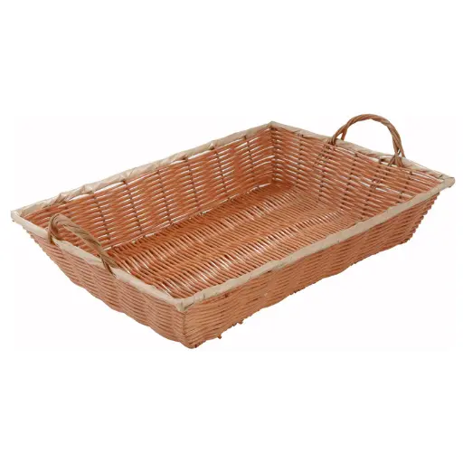 [PWBN-12B-SV1] Natural Woven Basket, Rectangular with Handles / 12" L