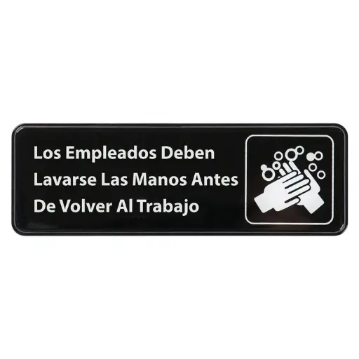 Information Signs 3"x 9" / Employee Must Wash Hands Spanish